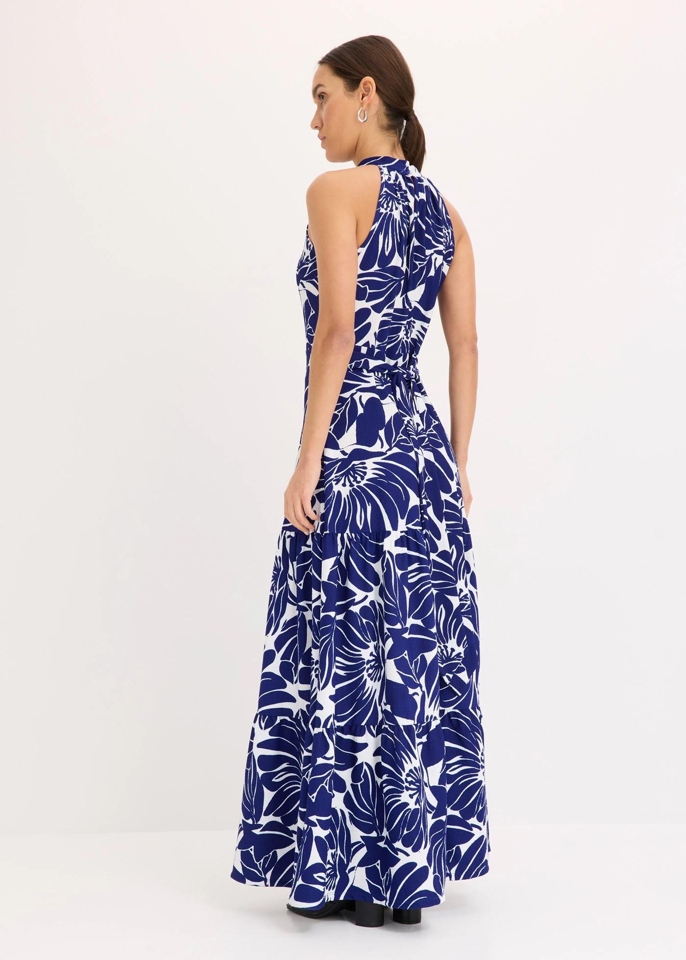 Robe longue imprimée • crème/bleu floral • Boutique bonprix