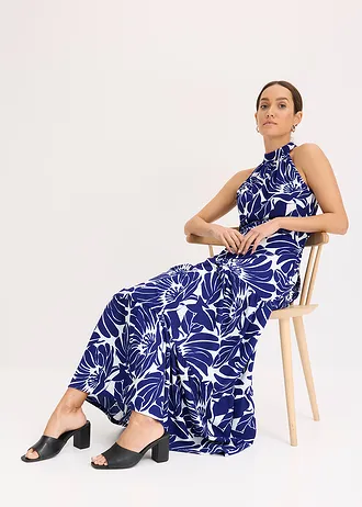 Robe longue imprimée • crème/bleu floral • Boutique bonprix