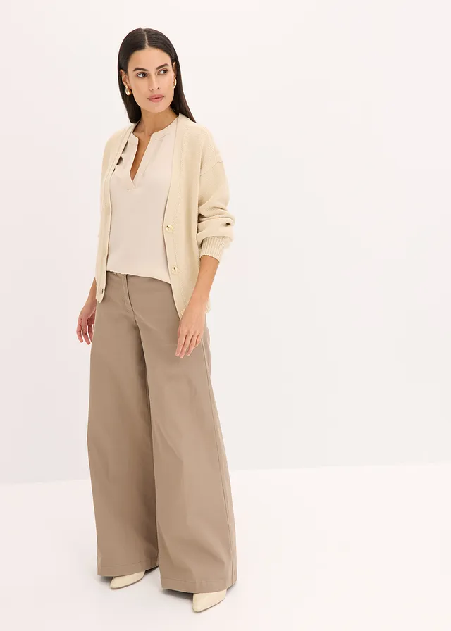 Satijnen tuniek met korte mouwen en oversized schouders, Kleur: metallic goud