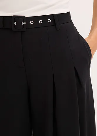 Pantalon à pinces avec ceinture (ens. 2 pces) • noir • Boutique bonprix