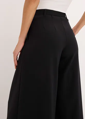 Pantaloni cu pense cu curea (set/2 piese) • negru • magazin bonprix