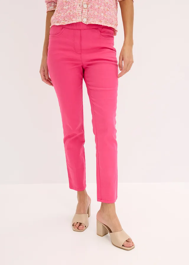 Pantalon 7/8 à taille élastiquée, Couleur: rose vif