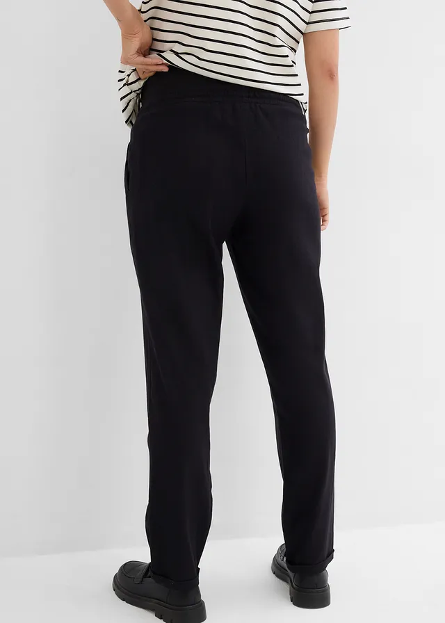 Pantalon de grossesse en lin majoritaire, droit, Couleur: noir