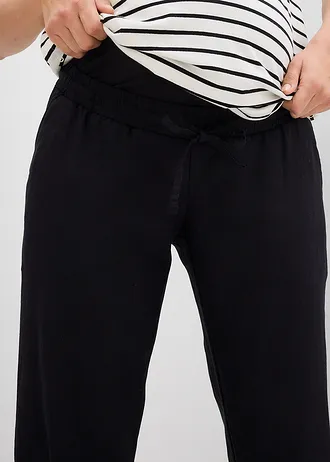 Těhotenské kalhoty se lnem, Straight Leg • černá • bonprix obchod