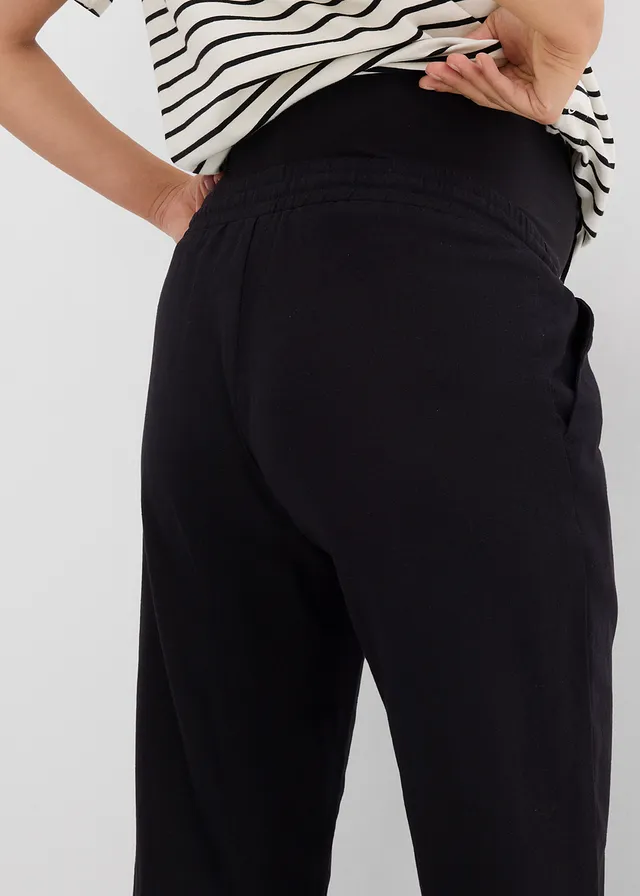 Zwangerschapsbroek met linnen, straight leg • zwart • product-page.page-title-suffix