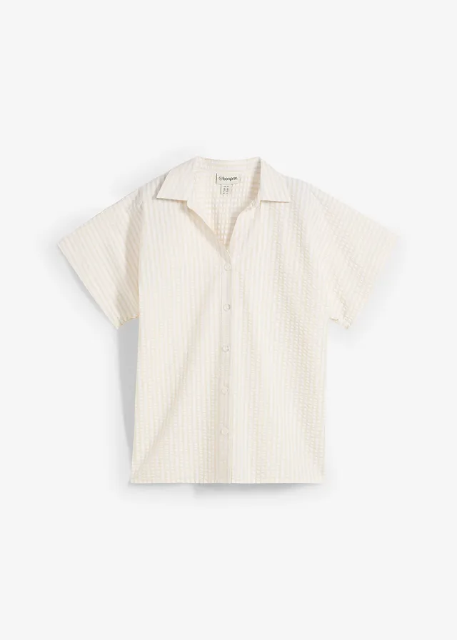 Cămașă cu mâneci scurte din material gofrat Seersucker