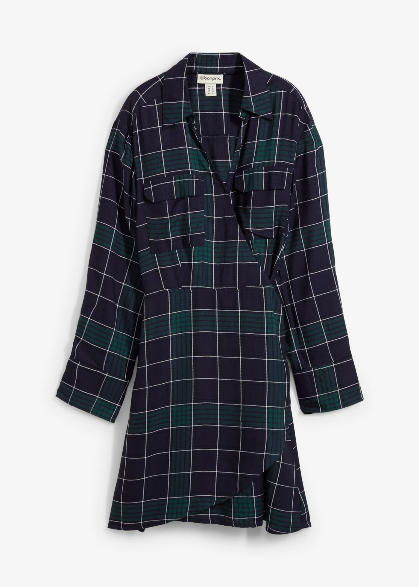 Mini-robe en viscose fluide • bleu foncé à carreaux • Boutique bonprix