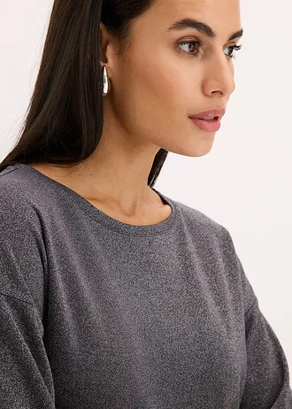 T-shirt z wiskozy z połyskującym nadrukiem • szary łupkowy-srebrny metaliczny • sklep bonprix