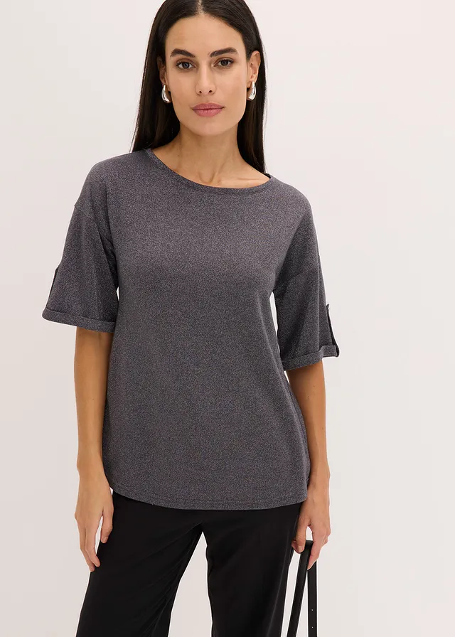 T-shirt brillant en viscose majoritaire • gris ardoise/argenté métallisé • product-page.page-title-suffix