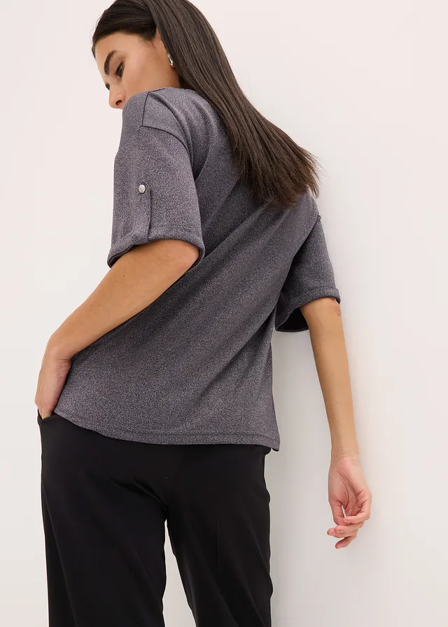 T-shirt brillant en viscose majoritaire • gris ardoise/argenté métallisé • product-page.page-title-suffix