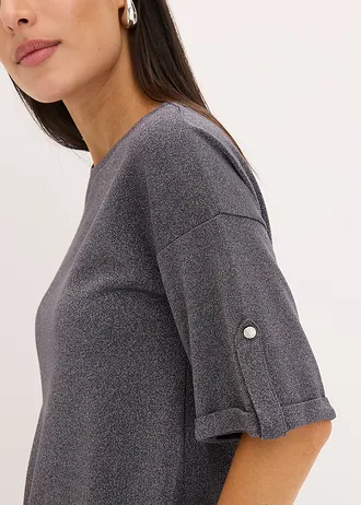 T-shirt z wiskozy z połyskującym nadrukiem • szary łupkowy-srebrny metaliczny • sklep bonprix