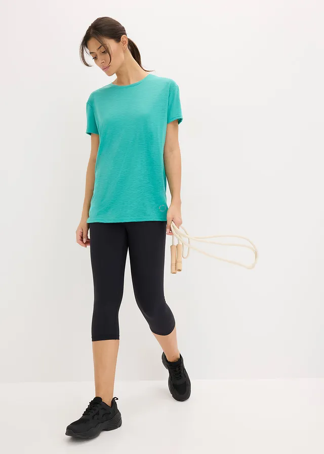 Lot de 2 T-shirts techniques à séchage rapide, Couleur: émeraude + noir