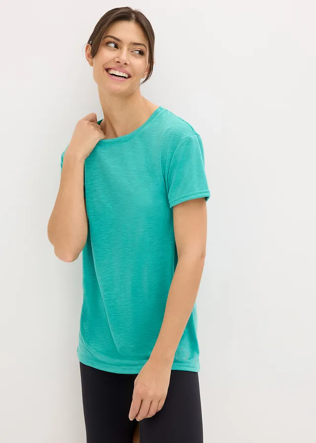 Lot de 2 T-shirts techniques à séchage rapide, Couleur: émeraude + noir