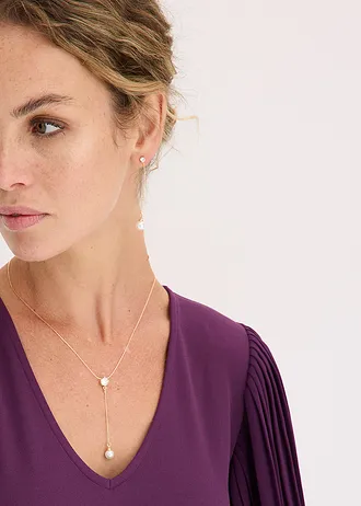 Collier + boucles d’oreille (ens. 2 pces) • couleur dorée-crème • Boutique bonprix