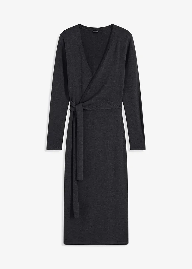 Robe midi en maille, Couleur: anthracite chiné