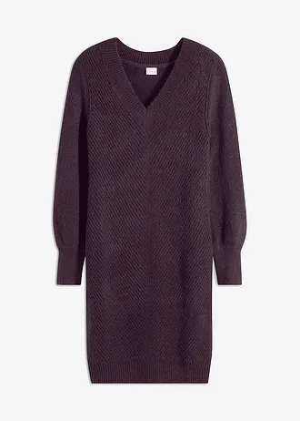Gebreide jurk, Kleur: prune gemêleerd