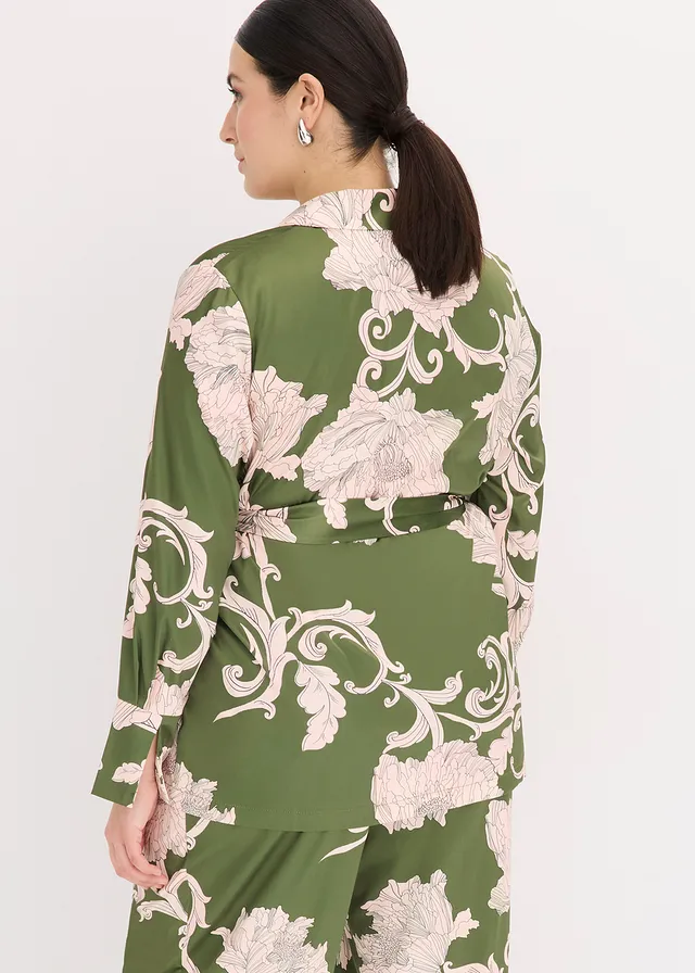 Blouse van soepel satijn, Kleur: groen