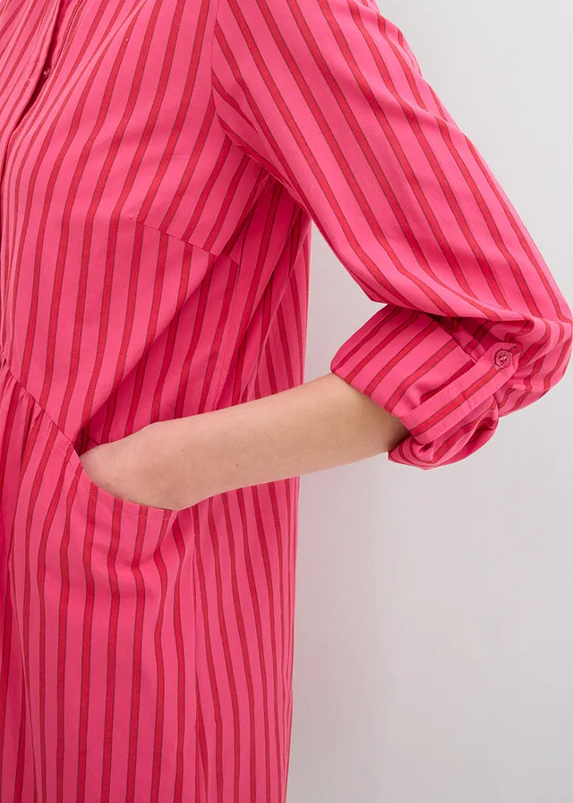 Robe à col chemise, 100% coton • rouge tomate/grenade/magenta rayé • product-page.page-title-suffix