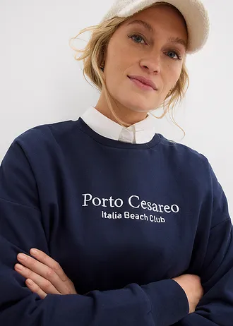 Oversized sweater met borduurwerk • donkerblauw • bonprix online shop