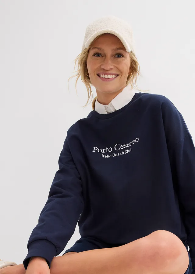 Oversized sweater met borduursel • donkerblauw • product-page.page-title-suffix
