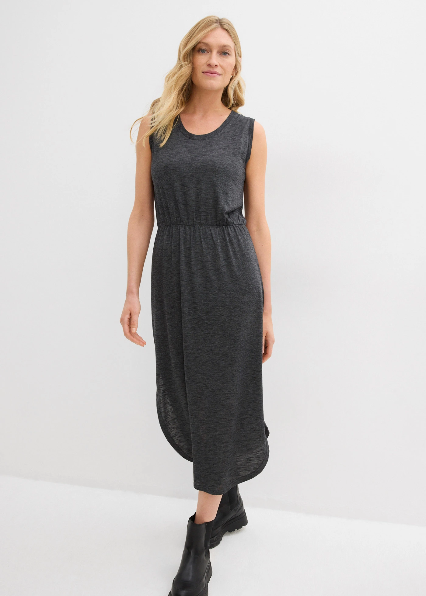 Jersey jurk van een viscosemix • zwart gemêleerd • bonprix online shop