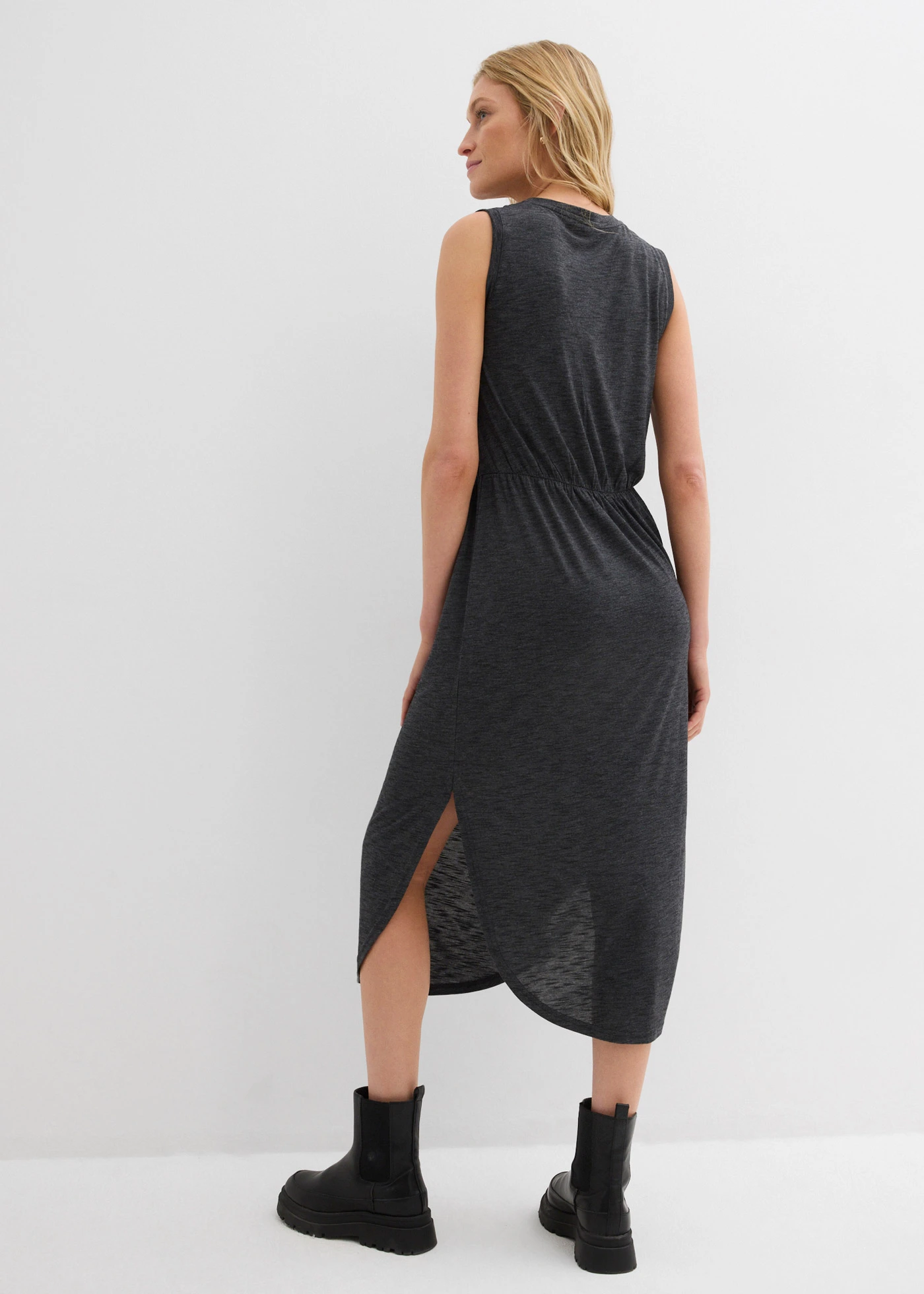 Jersey jurk van een viscosemix • zwart gemêleerd • bonprix online shop