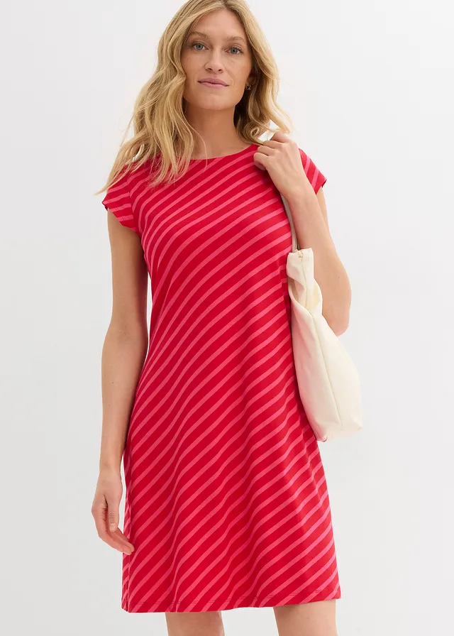 Robe cintrée en jersey • magenta/rouge tomate rayé • product-page.page-title-suffix