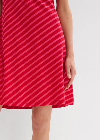 Jersey jurk in een aansluitend model • donkerpink-tomatenrood gestreept • bonprix online shop