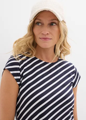 Jersey jurk in een aansluitend model • donkerblauw/wit gestreept • bonprix online shop