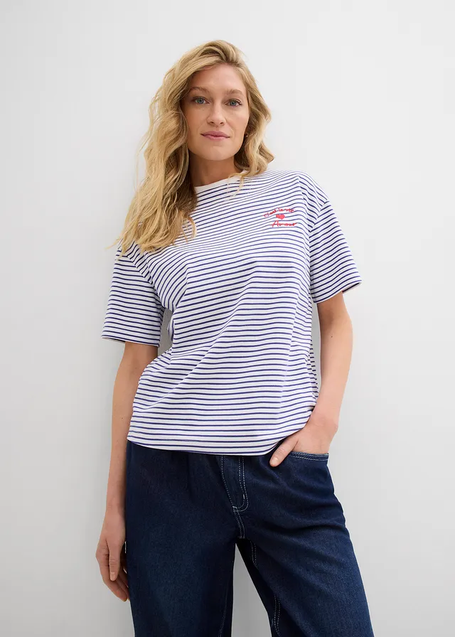 T-shirt rayé avec broderie • bleu foncé-blanc rayé • product-page.page-title-suffix