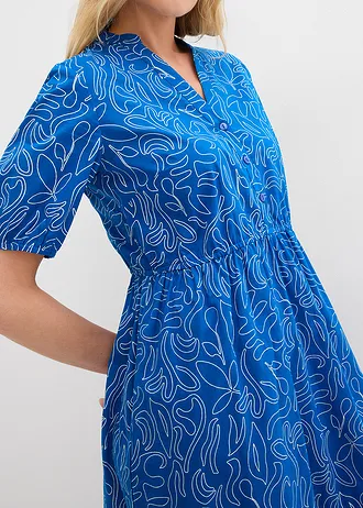 Široké midi šaty z čisté bavlny • arktická modro-přírodní bílá s potiskem • bonprix obchod