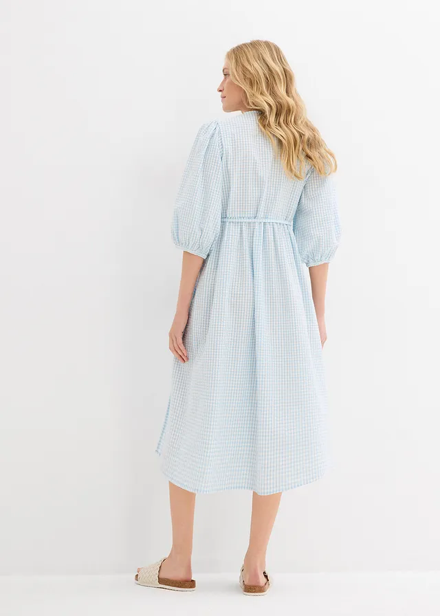 Robe portefeuille en matière texturée • bleu glacier/écru carreaux • product-page.page-title-suffix