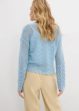 Pulover ajurat subțire • bleu-gheață • magazin bonprix