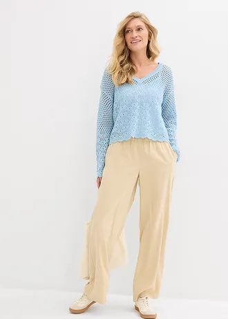 Pulover ajurat subțire • bleu-gheață • magazin bonprix