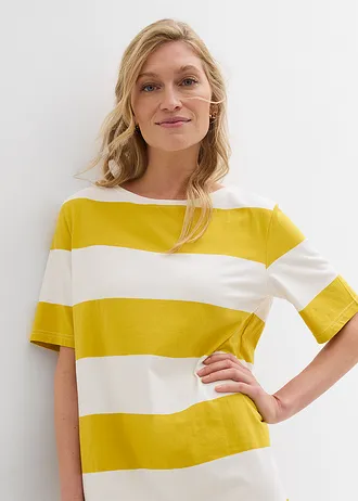 Robe boxy, 100% coton • curry/écru rayé • Boutique bonprix