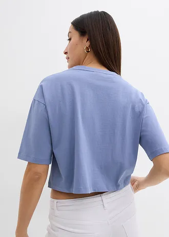 T-shirt 100% coton, Couleur: bleu-blanc imprimé