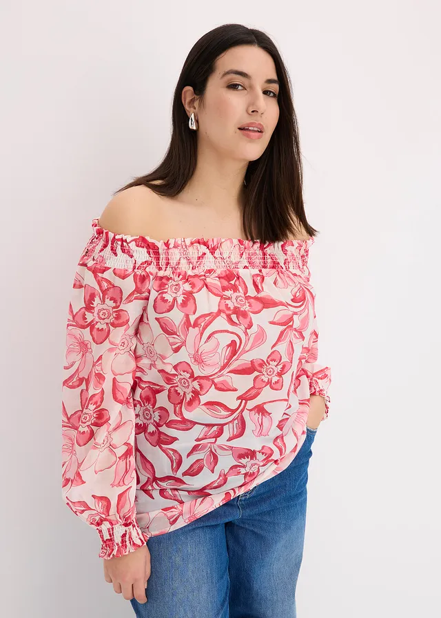 Gedessineerde tuniek, Kleur: wit-pink