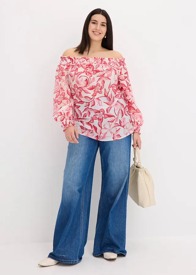 Gedessineerde tuniek, Kleur: wit-pink