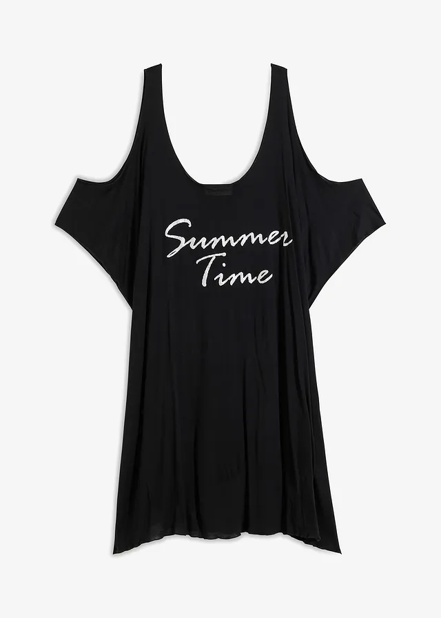Robe de plage transparente en viscose, Couleur: noir