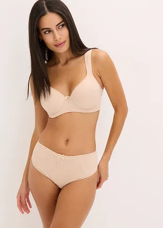 Voorgevormde bh met geborduurde cups • mat beige • bonprix online shop