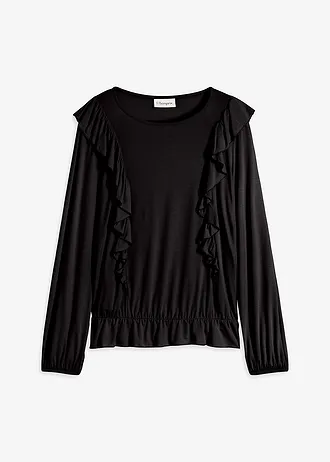 Shirt met volants • zwart • bonprix online shop
