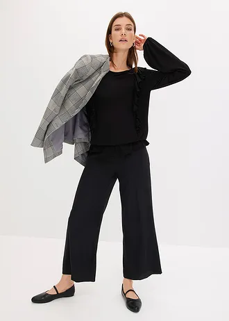 Shirt met volants • zwart • bonprix online shop