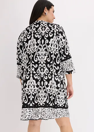 Robe-tunique en viscose fluide, Couleur: noir-blanc imprimé
