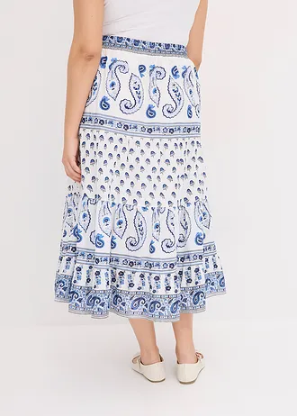 Maxi sukně z čisté bavlny, barva: půlnoční modro-bílá s potiskem