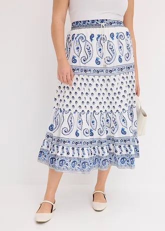Maxi sukně z čisté bavlny, barva: půlnoční modro-bílá s potiskem