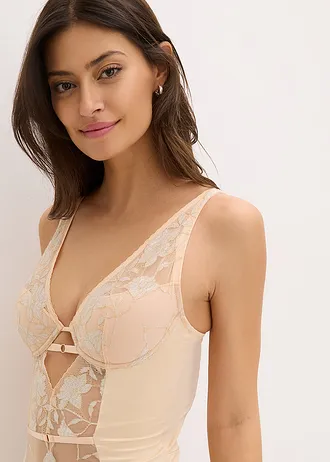 Body-string à armatures en matière brillante • beige nacré-doré métallisé-argenté métallisé • Boutique bonprix