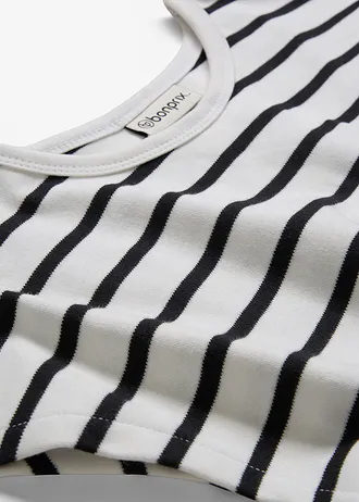 Žerzejové šaty z čisté bavlny • přírodní bílá/černá  s proužky • bonprix obchod