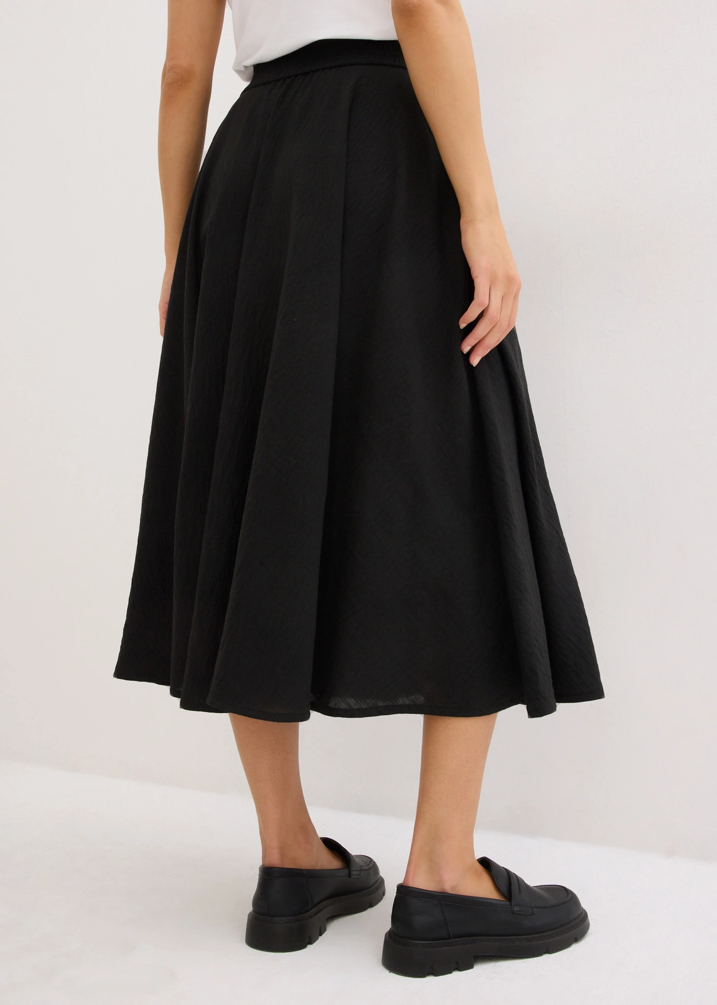 Maxi rok met een comfortabele band • zwart • bonprix online shop