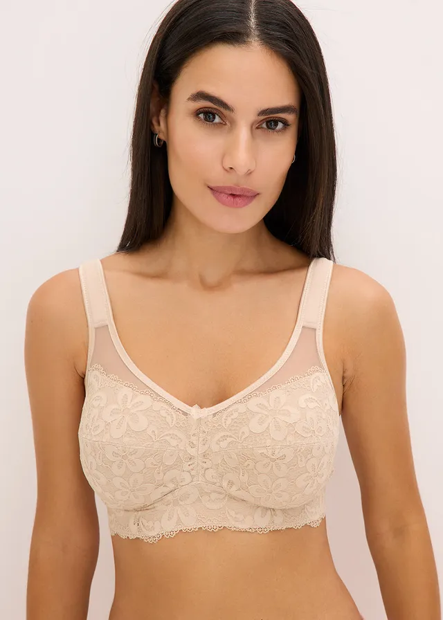 Soutien-gorge grand maintien sans armatures, bretelles rembourrées, Couleur: beige craie