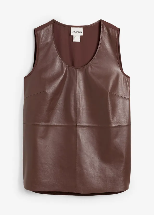 Tanktop cu partea din față din piele nappa